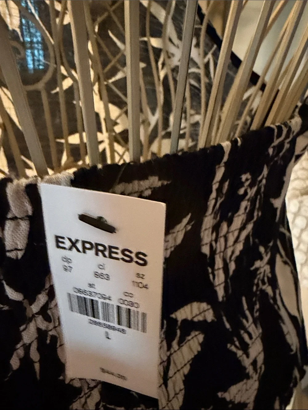 Express Black and White Bamboo-Print Cami Top